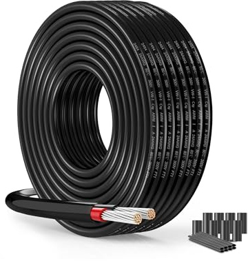 24 Gauge Twin Core Wire - SCHDRA 2x0.2mm² Tinned Copper Conductors, 15M/49.21FT Flexible PVC Cable, High Temperature Resistant (12V/24V/240V) Compatible with Automotive
