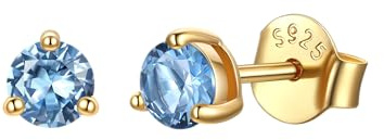 JustBeingCute Ohrringe Gold 585 Vergoldet Ohrstecker Silber 925 Zirkonia | Ohrstecker Gold mit Stein Geburtsstein Rot Grün Hypoallergen Stecker Schmuck Damen Geschenk für Frauen 4/5/6/6.5/7.5/8 mm