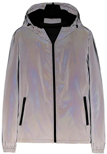 Reflektierende Jacke Herren Damen Fahrrad Regenjacke Unisex Full Reflective Jacke Laufjacke Atmungsaktiv Winddicht Wasserabweisend Reflekierend Fahrradjacke Paar Color Changing Jacket
