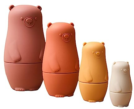 4Pieces Russian Nesting Dolls Stacking Toy for Children Matryoshka Cartoon Silicone Table Decors Stacking Block Toy