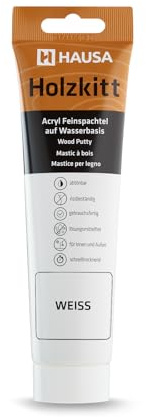 Hausa Mastic à bois blanc 250 g Mastic pour bois Mastic pour réparer les dommages causés par le bois Prêt à l'emploi Excellent pouvoir de remplissage Séchage rapide Résistant aux fissures
