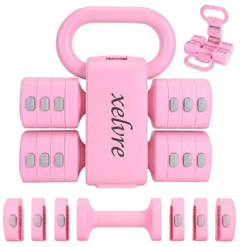 Xelvre 2-in-1 Kettlebell & Hanteln Set Verstellbar 1–5,5 kg | Frauen Gewichte Kurzhantel Set | Hanteln Frauen Set Damen | Home Gym Gewichte für Zuhause | Fitness Anfänger