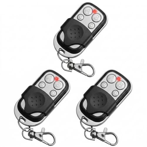 3PCS Universal 433MHz Garage Door Remote Cloning Fobs | 4-Button Fixed Code Gate & Shutter Remote Control Keychain for Electric Gates, Roller Shutters, Car Alarms Replacement Set