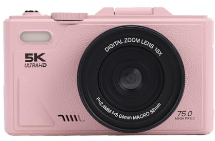 Plyisty 5K 80MP Digital Camera, 18X Zoom Autofocus Anti Shake Compact Camera with 3 Inch Flip Screen, for Photography Beginners Teens Kids Students
