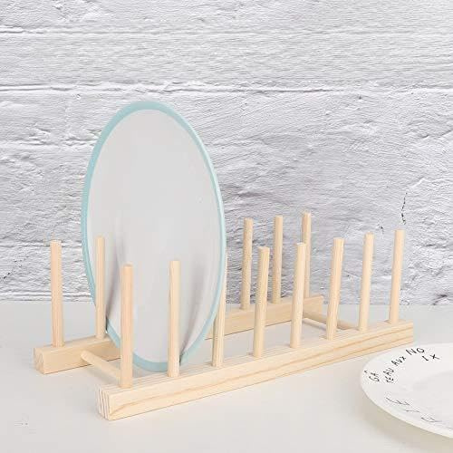 Escurridor de platos de madera con 7 rejillas, soporte para platos y tazas para tablas de cortar de cocina, almacenamiento rústico, solución de organización del hogar, soporte duradero y elegante para