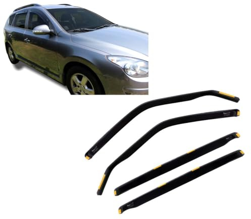 J&J AUTOMOTIVE Windabweiser passend für Hyundai i30 CW 2008-2012 4tlg, Heko Regenabweiser Vorne Hinten Getönt Dunkel Passform