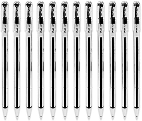 Pentel Superb Ball Pen Fine 0.7mm Tip 0.25mm Line Black Ref BK77-A [Pack 12]