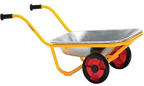 Constructive Playthings Kids Wheelbarrow, Heavy-Duty Steel, Safety Grip Handles, Rust-Resistant, Two-Wheeled Design, Pair with Kids Garden Toys, Kindergarten to 3rd Grade, Ages 5-8