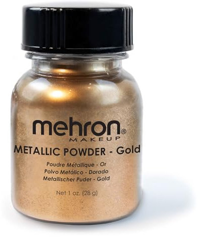 Mehron Make-up Metallic Powder - Metallic Powder Pigmente für Gesicht & Körperfarbe, Lidschatten und Eyeliner 28 Gramm (Gold)
