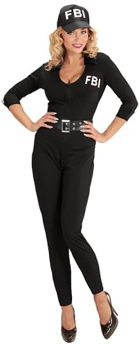 Widmann - Kostüm FBI Agentin, Overall, Gürtel, Kappe, sexy Uniform, Polizistin, Motto-Party, Karneval