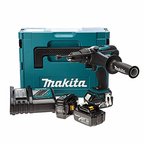 Makita DHP458RF3J Perceuse visseuse à percussion avec 3 batteries en coffret Makpac 18 V 3 Ah