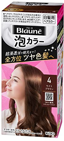 Kao Blaune - Tinte de espuma para el cabello gris 4 marrón claro