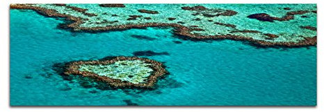 Paul Sinus Art Panoramabild auf Leinwand und Keilrahmen 150x50cm Australien Great Barrier Reef Herzform