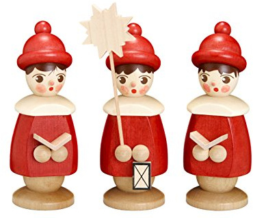 Rudolphs Schatzkiste Miniaturfiguren 3 Kurrendefiguren rot Höhe 10cm NEU Weihnachten Figuren Kirche Holz Seiffen Erzgebirge Holzdekoration Holzkunst Dekoration