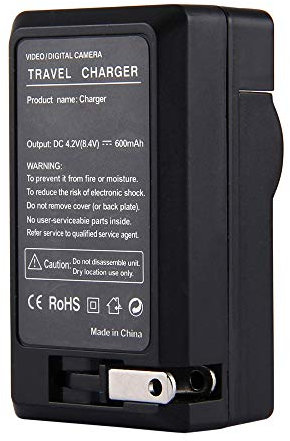Amsahr C-BLC12 Digital Replacement Mini Battery Travel Charger for Panasonic DMW-BLC12, DMWBLC12E, BLC12GK with Lens Accessories Pouch (Gray)