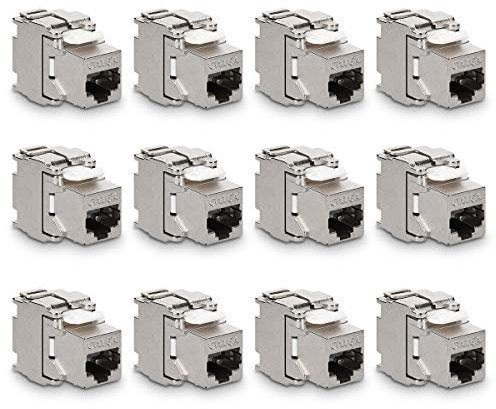 kwmobile 12x Module Keystone Catégorie 6A - 12 Modules de Brassage pour Branchement Câble RJ45 Raccord Blindé - Connexion à Panneau de Brassage