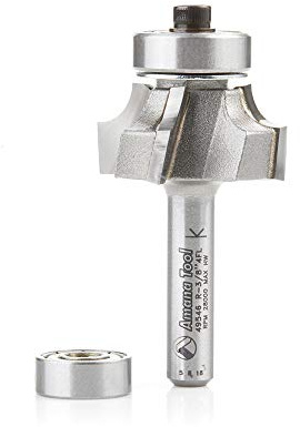 Amana Tool 49546 Carbide Tipped 4 Flute Corner Rounding/Beading 3/16 R x 1 D x 1/2 CH x 1/4 Inch SHK w/Lower Ball Bearing Router Bit