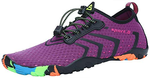SAGUARO Badeschuhe Damen Herren Wasserschuhe Leicht Schwimmschuhe Schnell Trocknend Atmungsaktiv Strandschuhe Aquaschuhe rutschfeste Outdoor Barfußschuhe für Frauen Männer, Violett, 35 EU
