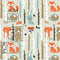 Pingianer 100x160cm Tiere Wald 100% Baumwolle Baumwollstoff Kinder Meterware Handwerken Nähen Stoff (Tiere Wald Beige, 100x160cm)