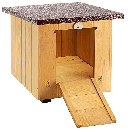 Ferplast Baita 40 Casetta per Cani in Legno FSC - Tetto Apribile, Spiovente, Impermeabile & Anti-UV - Griglia Aerazione - Scaletta Richiudibile - Piedi Isolanti - 38,5 x 41,5 x h 43,5 cm