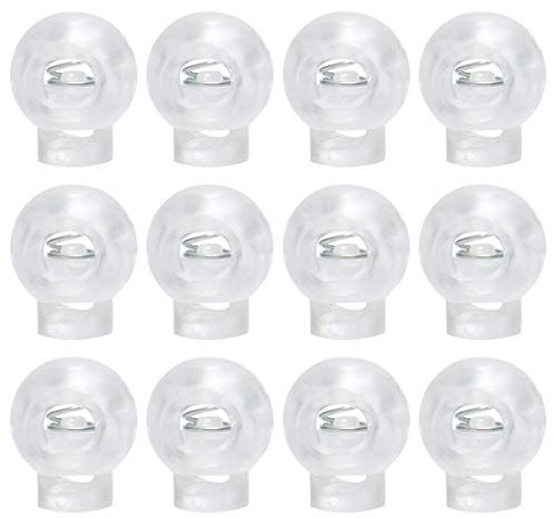 sourcing map 12pcs Plastic Cord Lock Stopper End Spring Stop Toggle Fastener Stopper Rope End for Drawstring Clothing, Shoelace, Bag, Camping Clear