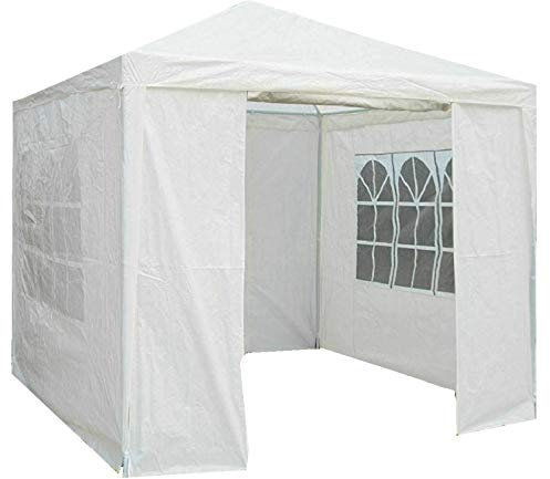 Gr8 Garden Gazebo with Sides Outdoor Waterproof Beach Party Festival Camping Tent Canopy Wedding Marquee Awning Shade 3mx3mx2.45m[White]