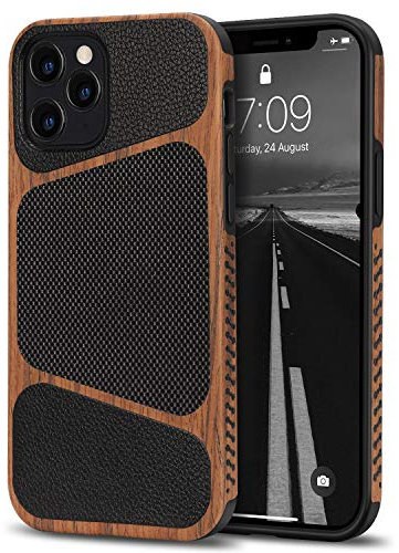 Tasikar Cover iPhone 12 / Cover iPhone 12 PRO Custodia Ibrida in Legno e Pelle Compatibile con iPhone 12 & iPhone 12 PRO