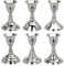 6er Set Kerzenständer ca. 8,5cm Silber farbig Kerzenleuchter Stabkerzenhalter Leuchter Kerzenhalter Metall klein Chrom einarmig