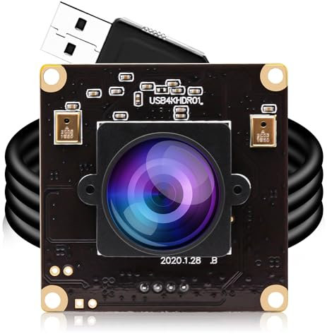 ELP 4K USB Camera Module 170 Degree Fisheye Lens with Dual Microphone for Computer 2160P Ultra HD Camera for PC Lightburn 4k Camera USB Security Camera Plug and Play for Laptop Windows Linux Mac