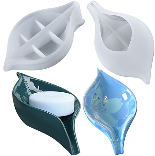 Porte-savon auto-drainant en forme de feuille - Moule en résine de silicone pour porte-savon - Moule en silicone pour porte-savon
