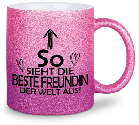 glitzertassen.de® | So sieht die beste Freundin der Welt aus | Tasse mit Glitzer | Geschenkidee | Roseéviolett