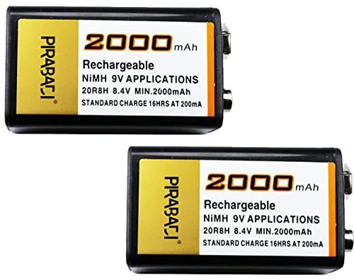 Pile ACCU Batterie Rechargeable 9V Ni-MH 2000Mah NiMH 6F22 6LR61 6KR61 6HR61 17R8H | REMPLACENT Les Piles 9V Non Rechargeable | Jouet TELECOMMANDE Lampe Voiture...