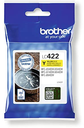 Brother Original Tintenpatrone LC-422Y Gelb für ca. 550 Seiten, für MFC-J5340DW, MFC-J5345DW, MFC-J5740DW, MFC-J6540DW, MFC-J6940DW