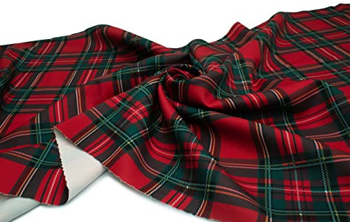 Marchiano bedruckter im Schottenstoff, Tartan, 50 x 150 cm (Rot grün)