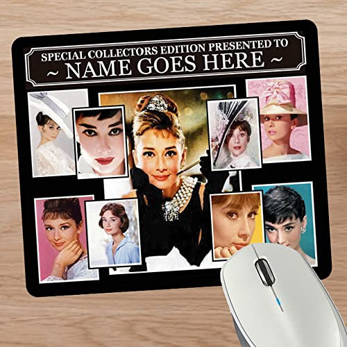 Hepburn Celebrity Icon Personalised Mouse Mat Gift Movie Star*Audrey