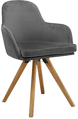 Lomadox Esszimmer Stuhl Eiche massiv geölt, Samt anthrazit, B/H/T: ca. 60/85,5/60 cm