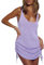 Baynetin Copricostumi da Bagno Donna in Maglia, Sexy Elegante Senza Schiena Senza Maniche Bikini Cover Up Scollo a U Beachwear con Coulisse (Viola)