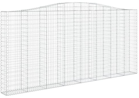 vidaXL Arched Gabion Basket Outdoor Garden Barrier Stone Cage Retaining Wall Gabion Cage Wire Fence 400x30x180/200 cm Galvanised Iron