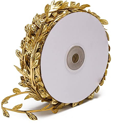 Allbests Cinta de hoja dorada de 30 m para manualidades, envoltura de regalos y fiesta, boda, decoración del hogar y jardín