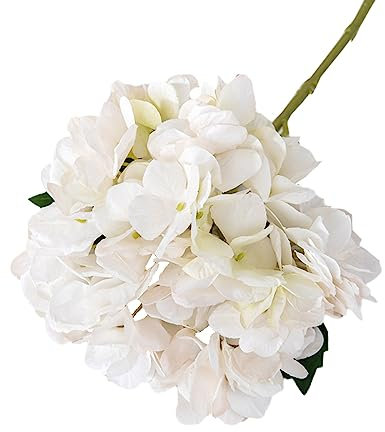 Wambere 3 unidades de flores artificiales de hortensia, realistas de tallo largo de seda para arreglos florales DIY, decoración de bodas, decoración del hogar, centros de mesa, color blanco
