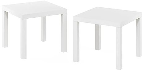 Furinno Classic Homey Quadratischer Beistelltisch, 2er-Set, Weiß