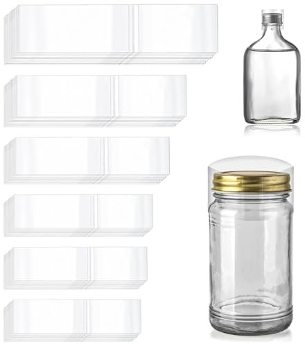 Tanstic Schrumpfband für Gläser, transparent, perforiert, PVC, 6 Größen, Schrumpfverschlussbänder für Flaschen, Gläser (80 Stück von jeder Größe), 480 Stück