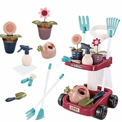 Coo11 Kids 23 Pcs Gardening Tools Indoor Outdoor Toys Set Backyard Play Growing Kit Plant with Accessories & Plant Learning & Educational Gift for Toddlers Boy Girls 3+ Years