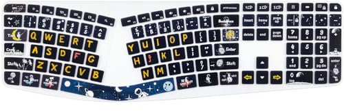 WSLUCKO Silikon-Tastaturabdeckung, kompatibel mit Logitech Ergo K860 Ergonomische Tastatur, US-Layout, Logitech K860 Zubehör, Space Man