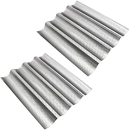 MAGICLULU 2st Tablett Edelstahl Metall Franz?sisch Brotform Maker Tool Toastform Antihaft Silikonbrot-kuchenblech Franz?sische Brotbackmaschine Antihaft-baguettepfanne Brotscheiben Zähnung