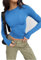 Women's Basic T-Shirt Long Sleeve Crop Top Slim Fit Tops Casual Crew Neck Tee Shirt Long Sleeve (UK, Alpha, S, Regular, Regular, Blue)