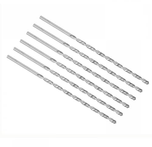 TOP-VIGOR 6Pcs 6mm Dia Extra Long Twist Drill Bits, 200mm Length High Speed Steel Extended Spiral Drill Bit, Straight Shank Twist Drill Bit Tool for Wood Metal Aluminum Plastic