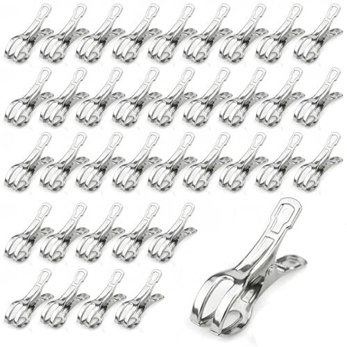 Hyuetrsa 36 Stück Poolabdeckungs-Clips, 11,4 cm, Edelstahl, Schwimmbadabdeckungs-Clips, Metall, Strandtuch, Stuhl-Clips, Jumbo-Metall, Schwimmbad-Winterabdeckungs-Clips für Kreuzfahrt, Boot, Pool,