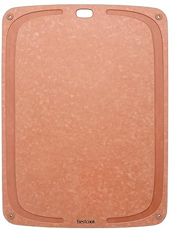 BESTCOOK Wood Fibre Chopping Board for Kitchen with Juice Groove and Non-Slip Feet, BPA Free, Dishwasher Safe, Knife Friendly for Meat, Bread, Fruit, 37 x 27 x 0.6 cm