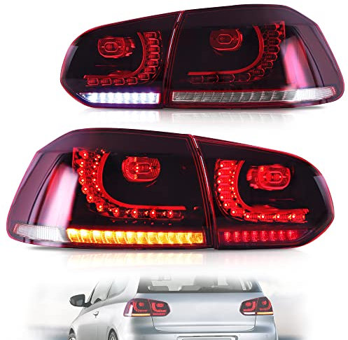 VLAND Rückleuchten für Golf 6 MK6 TSI GTI GTD R 2008-2013, rücklichter mit sequenzieller Anzeige, Mit E-Prüfzeichen(Rot)